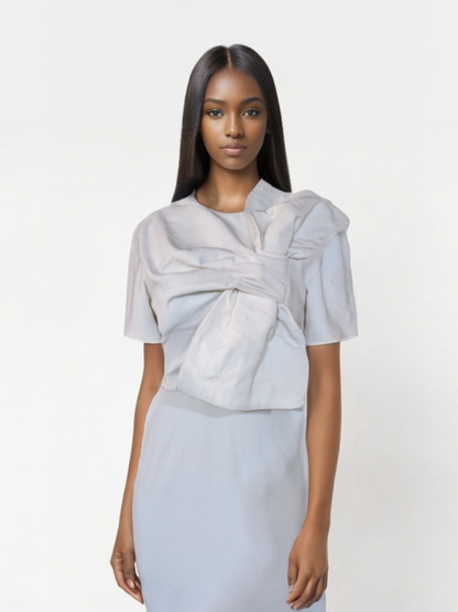 White Bow-Detail Dress