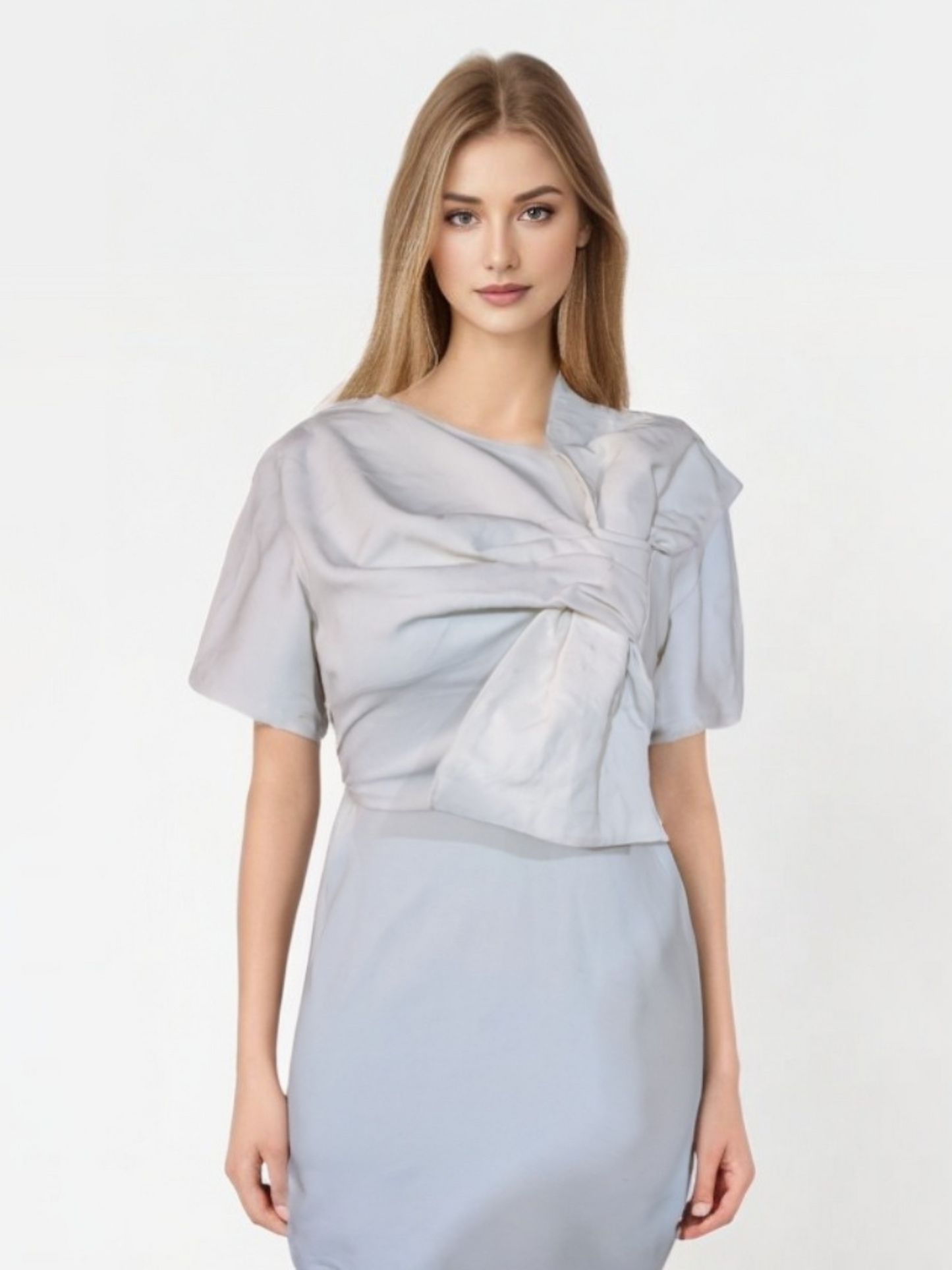 White Bow-Detail Dress