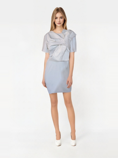 White Bow-Detail Dress