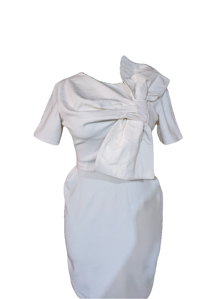 White Bow-Detail Dress