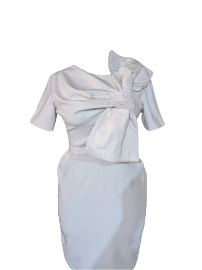 White Bow-Detail Dress