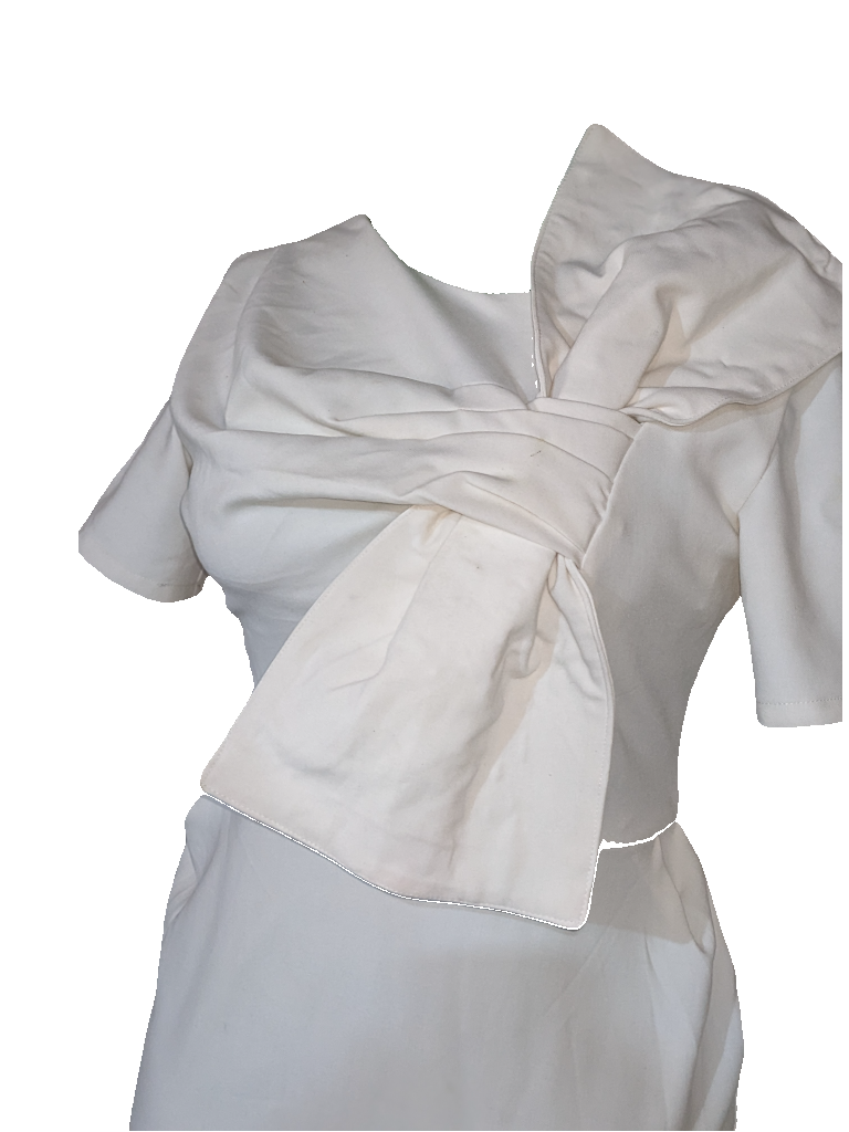 White Bow-Detail Dress