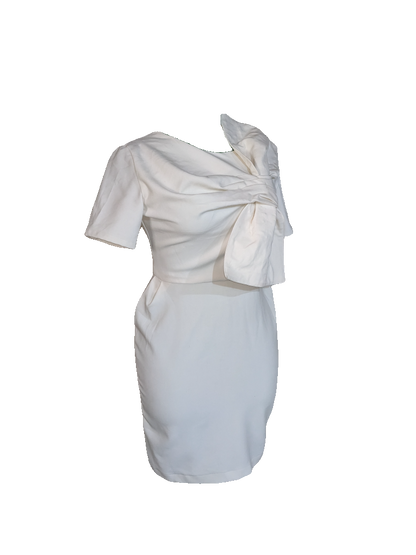 White Bow-Detail Dress